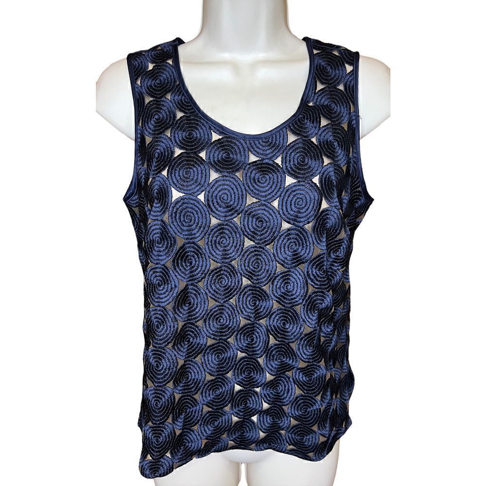 Ester Ken Paris Navy Embroidered Circles Tank Size Medium